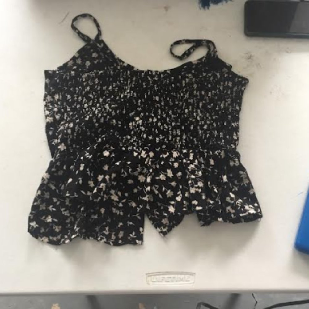 medium black shirt with flowers